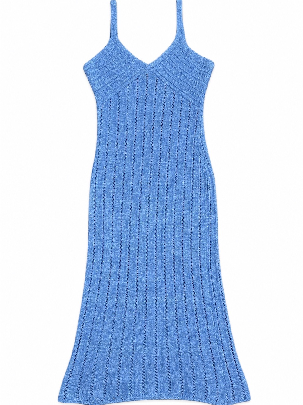 Showpo Sky Blue Ribbed Knit Slip Dress for Women